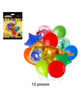 GLOBOS BOUQUET DINOSAURIO KIT12P /240