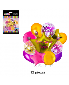 GLOBOS BOUQUET REYNA DE LA FIESTA KIT12P /240