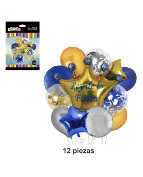 GLOBOS BOUQUET REY DE LA FIESTA KIT12P /240