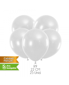 GLOBOS LISOS R9 22CM BLANCO SET25U /200