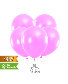 GLOBOS LISOS R9 22CM ROSADO SET25U /200