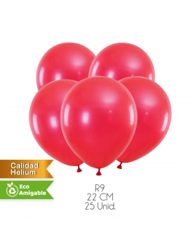 GLOBOS LISOS R9 22CM ROJO SET25U /200