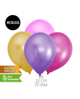 GLOBOS LISOS R9 22CM COLORES SET25U /200