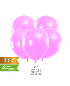 GLOBOS LISOS R9 22CM ROSADO SET50U /100