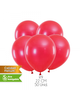 GLOBOS LISOS R9 22CM ROJO SET50U /100