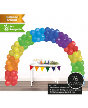 GLOBOS KIT ARCO DECO ARCOIRIS R12 SET76U /50
