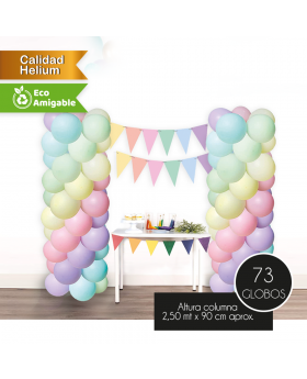 GLOBOS KIT COLUMNAS DECO PASTEL MIX R12 SET73U /50
