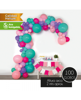 GLOBOS KIT DECORATIVO CUMPLEAÑOS NIÑA SET100U /50