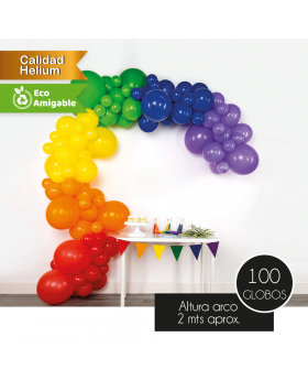 KIT DECORATIVO PARA CUMPLEAÑOS ARCOIRIS 100UN /50
