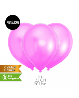 GLOBOS LISOS METALICOS R9 22CM ROSADO SET50U /100