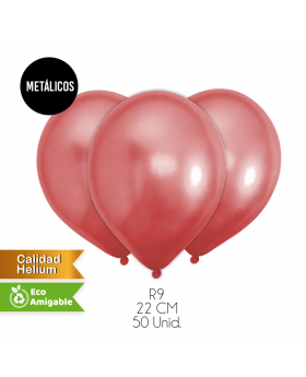 GLOBOS LISOS METALICOS R9 22CM ROJO SET50U /100