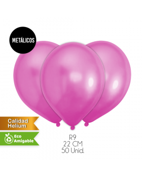 GLOBOS LISOS METALICOS R9 22CM FUCSIA SET50U /100
