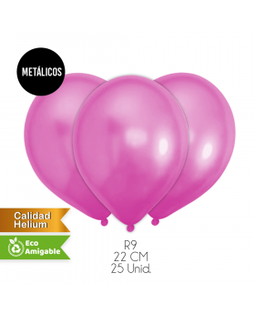 GLOBOS LISOS METALICOS R9 22CM FUCSIA SET25U /200