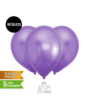 GLOBOS LISOS METALICOS R9 22CM MORADO SET25U /200