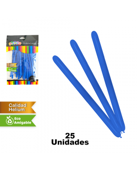 GLOBOS LISOS LARGO AZUL SET25U /200