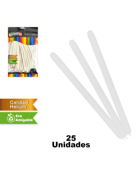 GLOBOS LISOS LARGO BLANCO SET25U /200