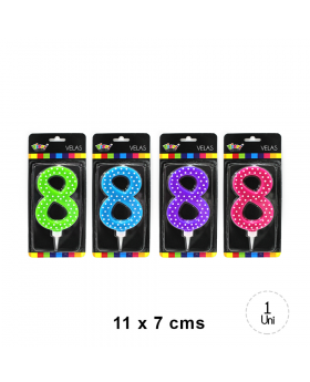 VELA CUMPLEANOS GRANDE PUNTOS 8 (60133)