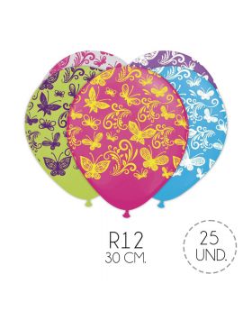 GLOBO ESTAMP MARIPOSAS R12 30CM SET25U /100