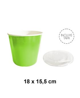 BALDE CARTON CON TAPA PISTACHO 18x15.5CM /300