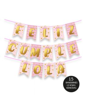 KIT 15 BANDERINES 12 HOJAS STICKERS LETRAS LOLA/70