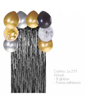 GLOBO ARCO CORTINA FIESTA BLACK KIT10P /100