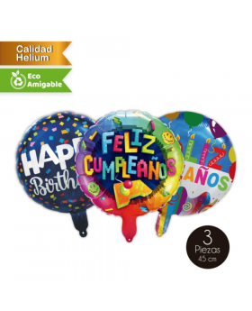 GLOBO ALLOY CUMPLEAÑOS GAME 45CM SET3U /300