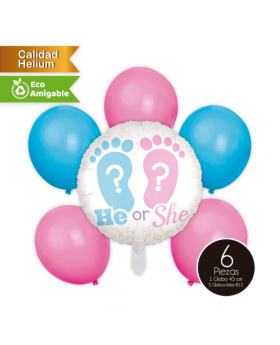 GLOBOS BOUQUET ALLOY LATEX BOY OR GIRL KIT6P /300
