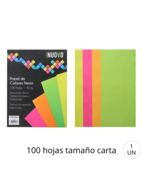 RESMA CARTA COLORES NEON 80G 100H /50