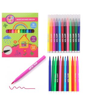 MARCADORES BRUSH 12 COLORES /144