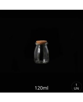 FRASCO VIDRIO CANDY OVAL TAPA CORCHO 150ML/120