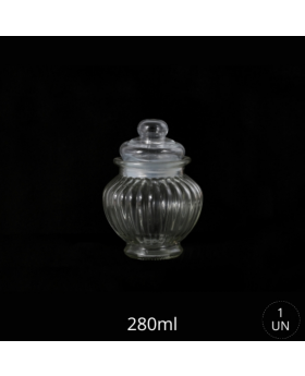 FRASCO VIDRIO LINES OVAL TAPA VIDRIO 280ML /72