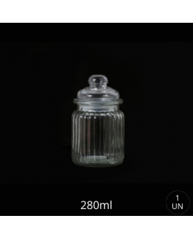 FRASCO VIDRIO LINES TAPA VIDRIO 280ML /72