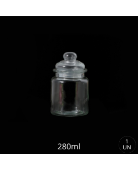 FRASCO VIDRIO LISO HEXAGONAL TAPA VIDRIO 280ML /72