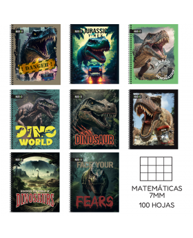 CUADERNO UNIV TAPA DURA 7MM 100H DINOSAURIOS /48