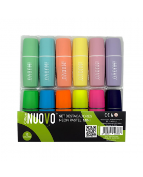 DESTACADORES MINI NEON PASTEL SET 12 COLORES/96
