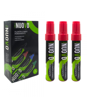 PLUMON JUMBO PERMANENTE BISELADO ROJO SET 6UN/48
