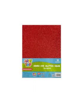 GOMA EVA GLITTER 20x30CM ROJO 10PCS/100