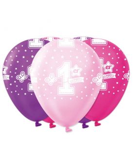 GLOBO ESTAMP 1er AÑITO GIRL R12 30CM SET25U /100