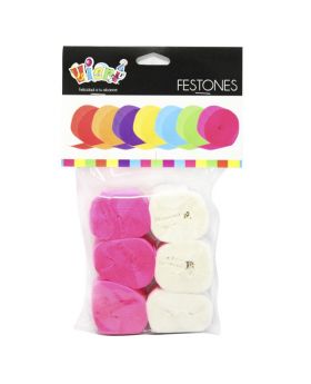 FESTON BLANCO Y ROSADO SET6U /120