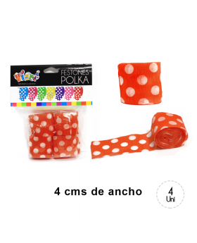 FESTON POLKA ROJO SET4U /144
