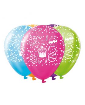 GLOBOS ESTAM. PRINT CUPCAKE R12 25UN/100