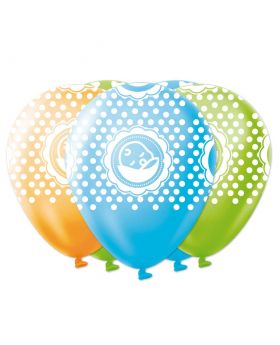 ST 25UN GLOBOS ESTAM. PRINT BABY SHOWER 6 R12 /100
