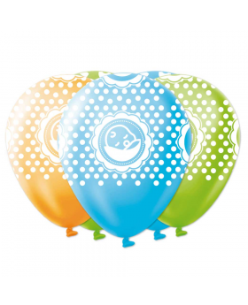 ST 25UN GLOBOS ESTAM. PRINT BABY SHOWER 6 R12 /100