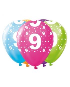 GLOBOS ESTAM. PRINT CUMPLE 9 R12 25UN/100