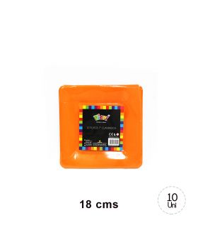 SET 10 PLATO CUAD.CARTON 18 CM NARANJA/100