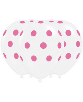 GLOBOS POLKA BLANCO ROSA R12 25UN/100