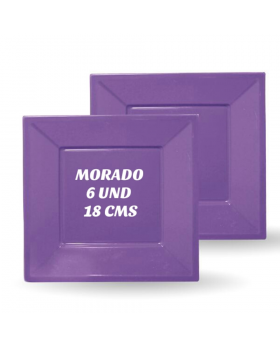 SET 6 PLATO CUAD.PLAST 18 CM MORADO/100