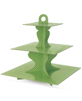 STAND CUPCAKE VERDE CUADR 3 PISOS/50