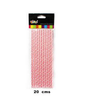 SET 12 BOMBILLAS PAPEL POLKA ROSADO/300