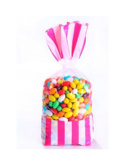 BOLSA C/ AMARRA LINEAS ROSADO/144